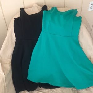 Black and seafood green skater dresses